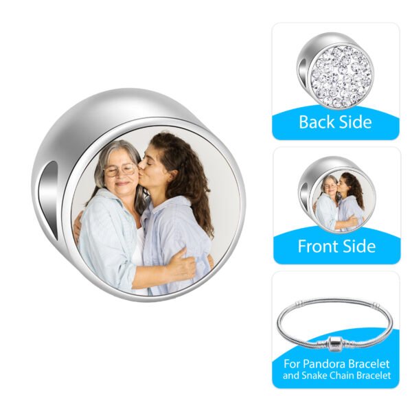 Custom Round Photo Charm with Diamond Accent