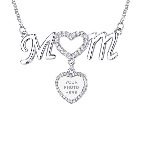 Cadena metálica MOM Corazón Colgante con Halo de Diamantes