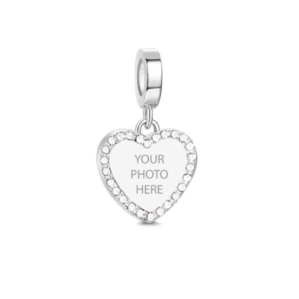 Charm Personalizado Corazón Colgante con Halo de Diamantes