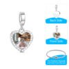 Charm Personalizado Corazón Colgante con Halo de Diamantes