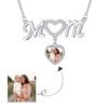 Cadena metálica MOM Corazón Colgante con Halo de Diamantes