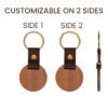 Round Wood & Leather Keychain – Perfect for Laser Engraving