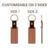 Rectangular Wood & Leather Keychain – Custom Engraved Gift