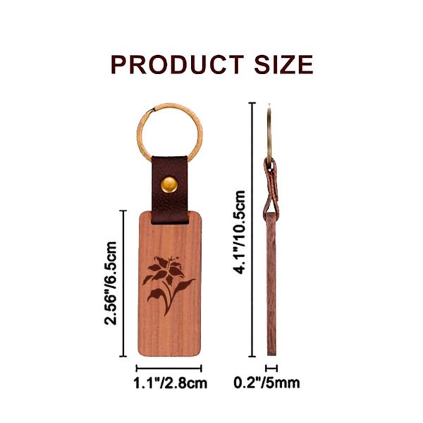 Rectangular Wood & Leather Keychain – Custom Engraved Gift